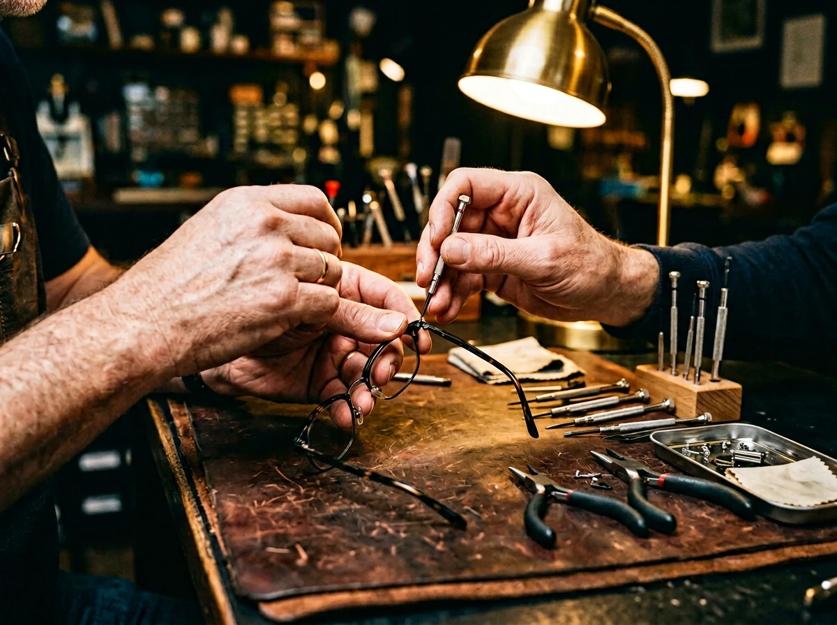 Réparation et ajustement de lunettes par un spécialiste